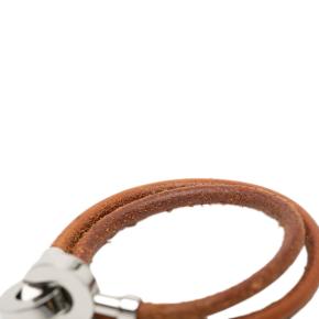 Hermes Tan Palladium Plated and Leather Lancelot Double Tour Bracelet 7