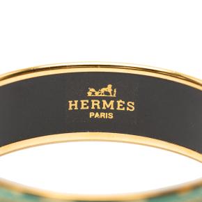 Hermes Green Wide Snow Leopards Enamel Bangle 62 4