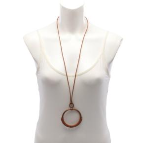 Hermes Tan Swift and Stainless Steel Loop Grand Pendant Necklace 4