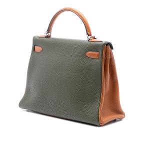 Hermes Vert Anis, Vert Olive and Gold Tricolor Togo Kelly II Retourne 32 2
