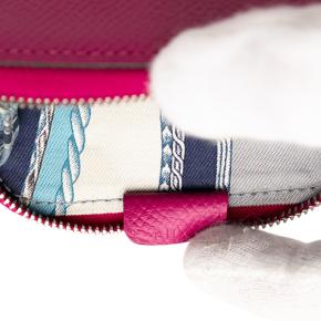Hermes Pink Epsom Silk in Compact Coin Purse 6
