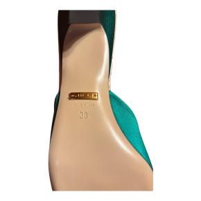 Gucci Green Satin Heeled Mules 5