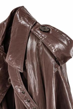 Saint Laurent  Brown Oversized Coated Trench Coat 6