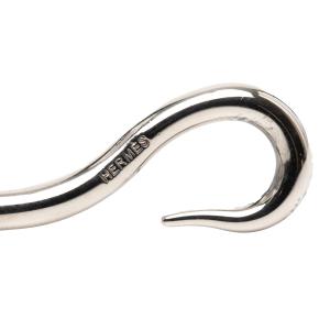 Hermes Orange/Brown  Palladium Plated and Woven Leather Jumbo Hook Double Tour Bracelet 4