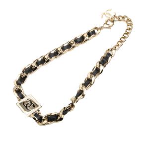 Chanel Black Lambskin and Gold Plated Enamel CC Square Choker Necklace 3