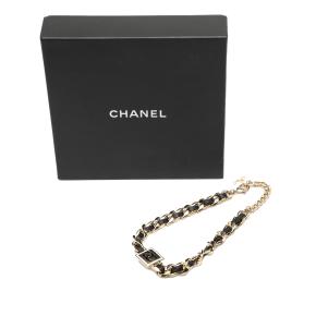 Chanel Black Lambskin and Gold Plated Enamel CC Square Choker Necklace 7