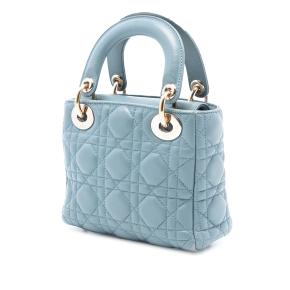 Dior Blue Mini Lambskin Cannage Lady Dior 2