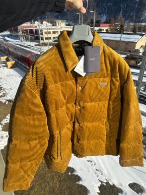 Prada Ochre Corduroy Down Jacket 2