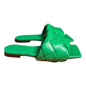 Bottega Veneta Green Leather Slides 2