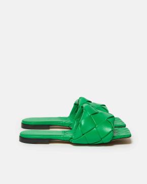Bottega Veneta Green Leather Slides 2