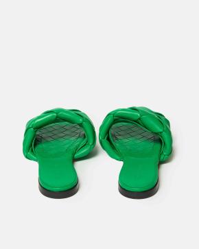 Bottega Veneta Green Leather Slides 3