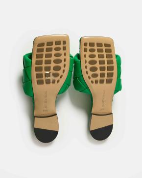 Bottega Veneta Green Leather Slides 4