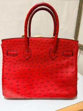 Hermes  Red Ostrich Birkin 30 10