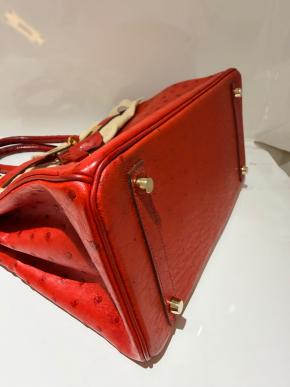 Hermes  Red Ostrich Birkin 30 5