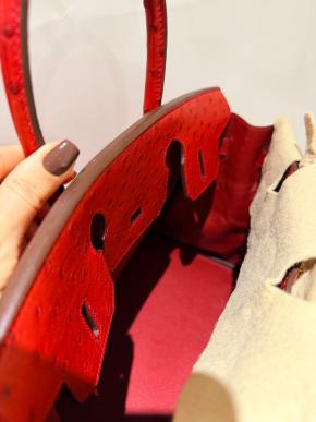 Hermes  Red Ostrich Birkin 30 6