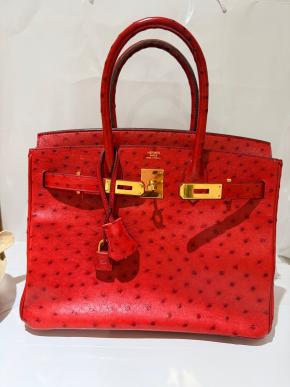 Hermes  Red Ostrich Birkin 30 3