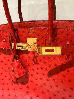 Hermes  Red Ostrich Birkin 30 4