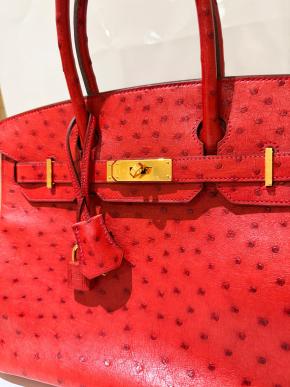 Hermes  Red Ostrich Birkin 30 9
