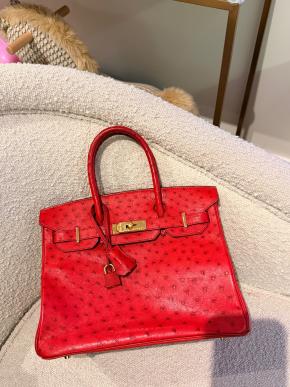 Hermes  Red Ostrich Birkin 30 8