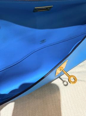 Hermes Bleu France Kelly Cut Clutch 5