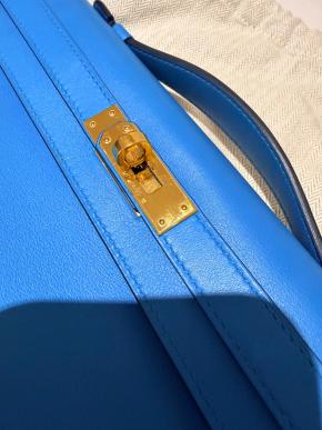 Hermes Bleu France Kelly Cut Clutch 3