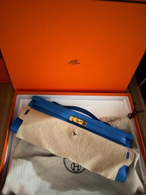 Hermes Bleu France Kelly Cut Clutch 7