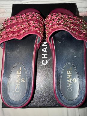 Chanel Chain Embellished Slides 4