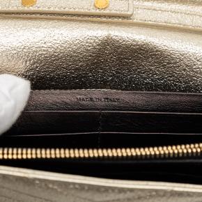 Saint Laurent Gold Metallic Grain De Poudre Matelasse Chevron Monogram Chain Wallet 5