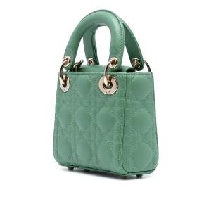 Dior Green Micro Lambskin Cannage Lady Dior 2