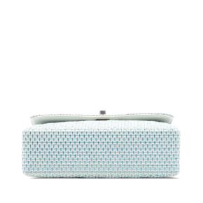 Chanel Blue And White CC Quilted Tweed Chain Flap 4