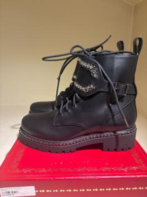 Rene Caovilla Rhinetone Embellished Biker Boots 7