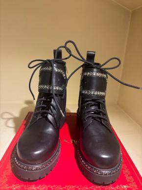 Rene Caovilla Rhinetone Embellished Biker Boots 9