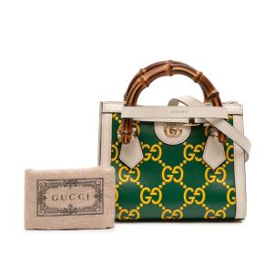 Gucci Green Mini Leather Bamboo GG Diana Satchel 12