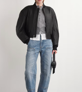 Alexander Wang Lambskin Cropped Bomber Jacket 2