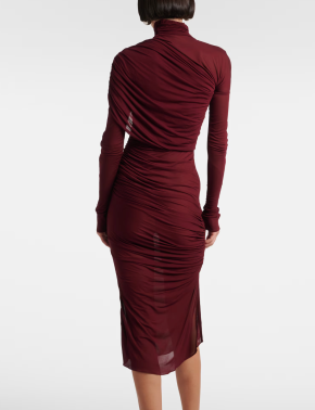 Mugler Sheer Ruched Midi Dress 4