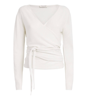 Johnstons Of Elgin White Cashmere Wrap Cardigan 4