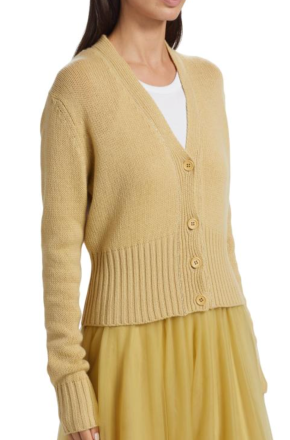 Fabiana Filippi Yellow Cashmere Embellished-Trim Cardigan 2