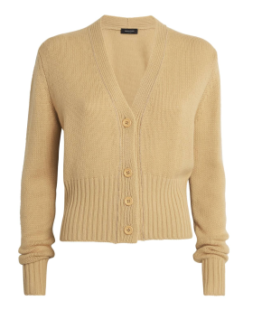 Fabiana Filippi Yellow Cashmere Embellished-Trim Cardigan 4