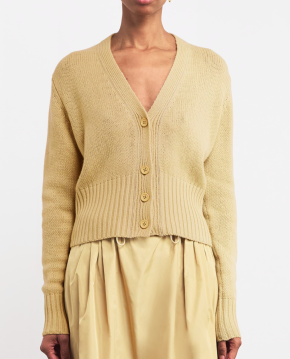 Fabiana Filippi Yellow Cashmere Embellished-Trim Cardigan 3