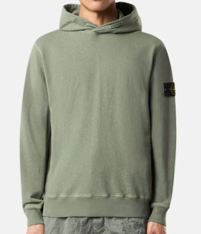 Stone Island Khaki Green Malfie Cotton Fleece Hoodie 5