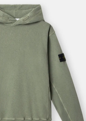 Stone Island Khaki Green Malfie Cotton Fleece Hoodie 3