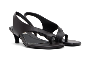 Toteme Black Leather Thong Heeled Sandals 4