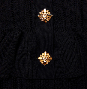 Self-Portrait Black Knit Peplum Midi Dress 5