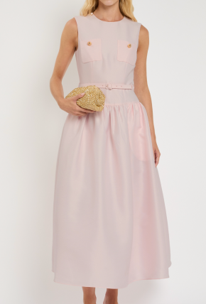 Self-Portrait Belted Taffeta Midi Dress 2