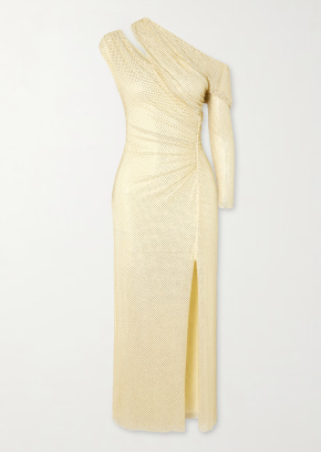 Self-Portrait Asymmetric Crystal-Embellished Stretch-Jersey Midi Dress 4