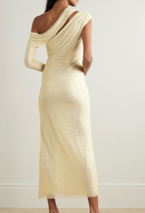 Self-Portrait Asymmetric Crystal-Embellished Stretch-Jersey Midi Dress 2