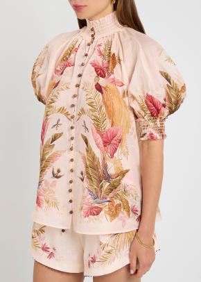 Zimmermann Ascension Billow Floral-Printed Ramie Blouse 4