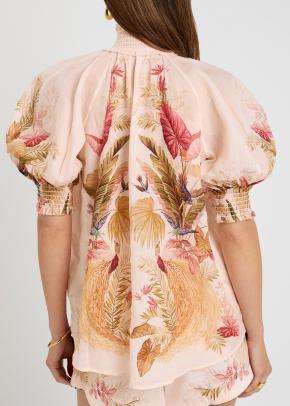Zimmermann Ascension Billow Floral-Printed Ramie Blouse 2
