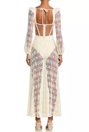 PatBO White Crocheted Corseted Maxi Dress 5