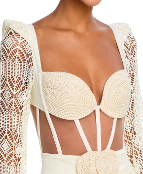 PatBO White Crocheted Corseted Maxi Dress 4